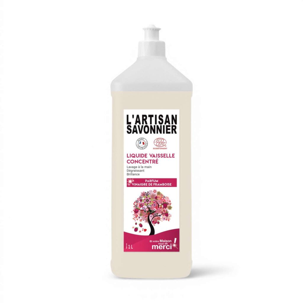 Liquide Vaisselle Concentre 1l Vinaigre Framboise Artisan Savonnier