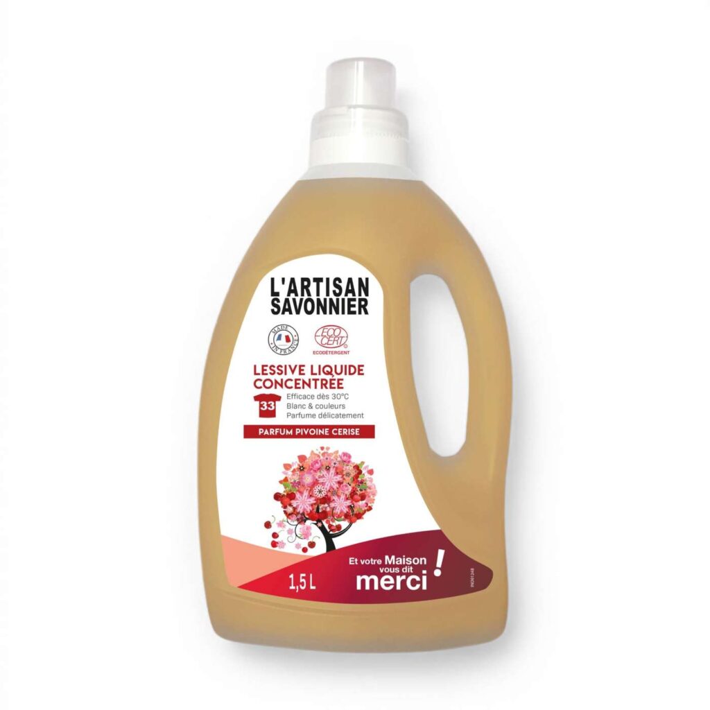 Lessive Liquide Concentrée Pivoine Cerise 1.5l Artisan Savonnier