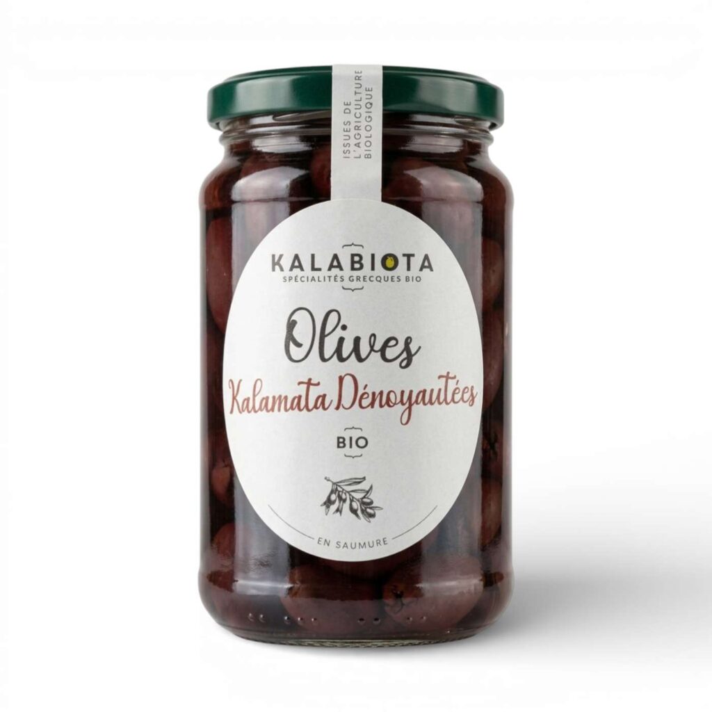 Olives noires Kalamata dénoyautées 315 g Kalabiota