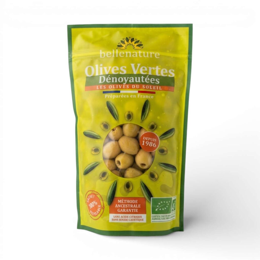 Olives Vertes Denoyautees 400g Belle Nature