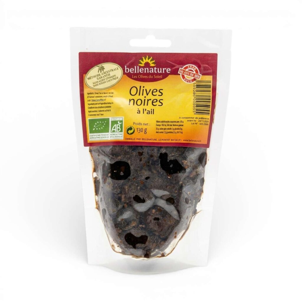 Olives noires à l’ail 130 g Bellenature
