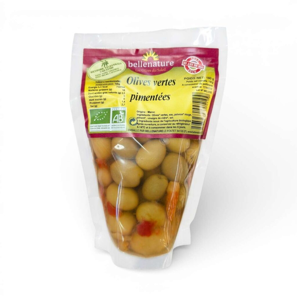 Olives vertes pimentées 190 g Bellenature