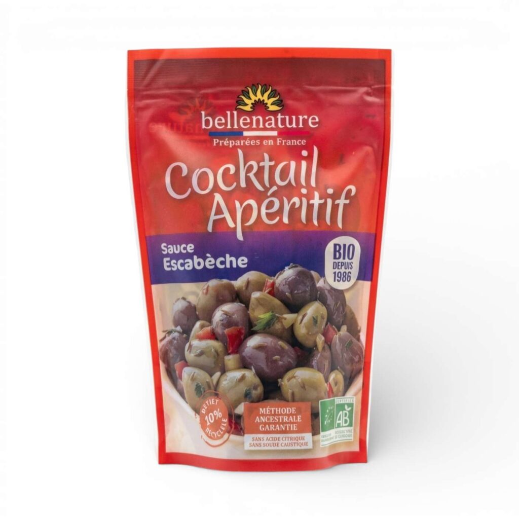 COCKTAIL D'OLIVES APERITIF SAUCE ESCABECHE 180GR BELLENATURE