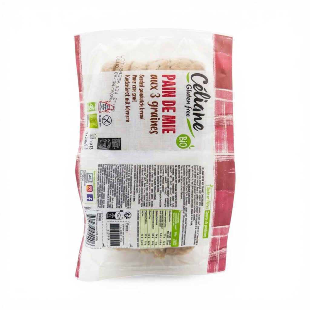 PAIN DE MIE 3 GRAINES 2X200GR CELIANE