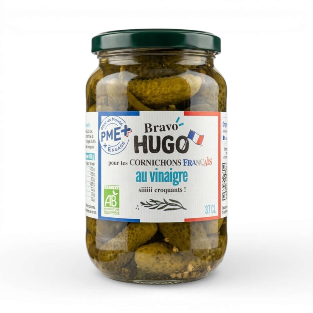 CORNICHONS FRANCAIS VINAIGRE 350GR BRAVO HUGO