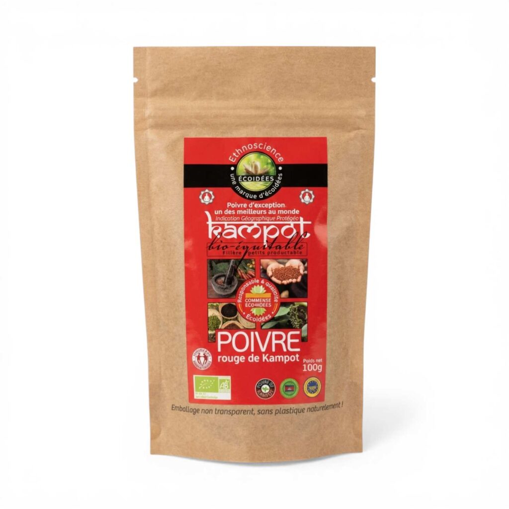 POIVRE ROUGE DE KAMPOT GRAIN 100GR ECOIDEES