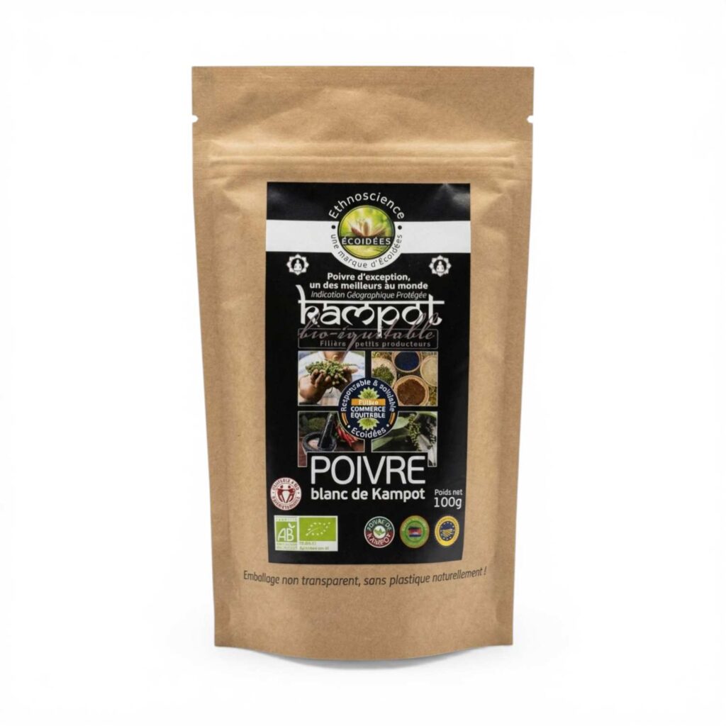 POIVRE BLANC DE KAMPOT GRAIN 100GR ECOIDEES