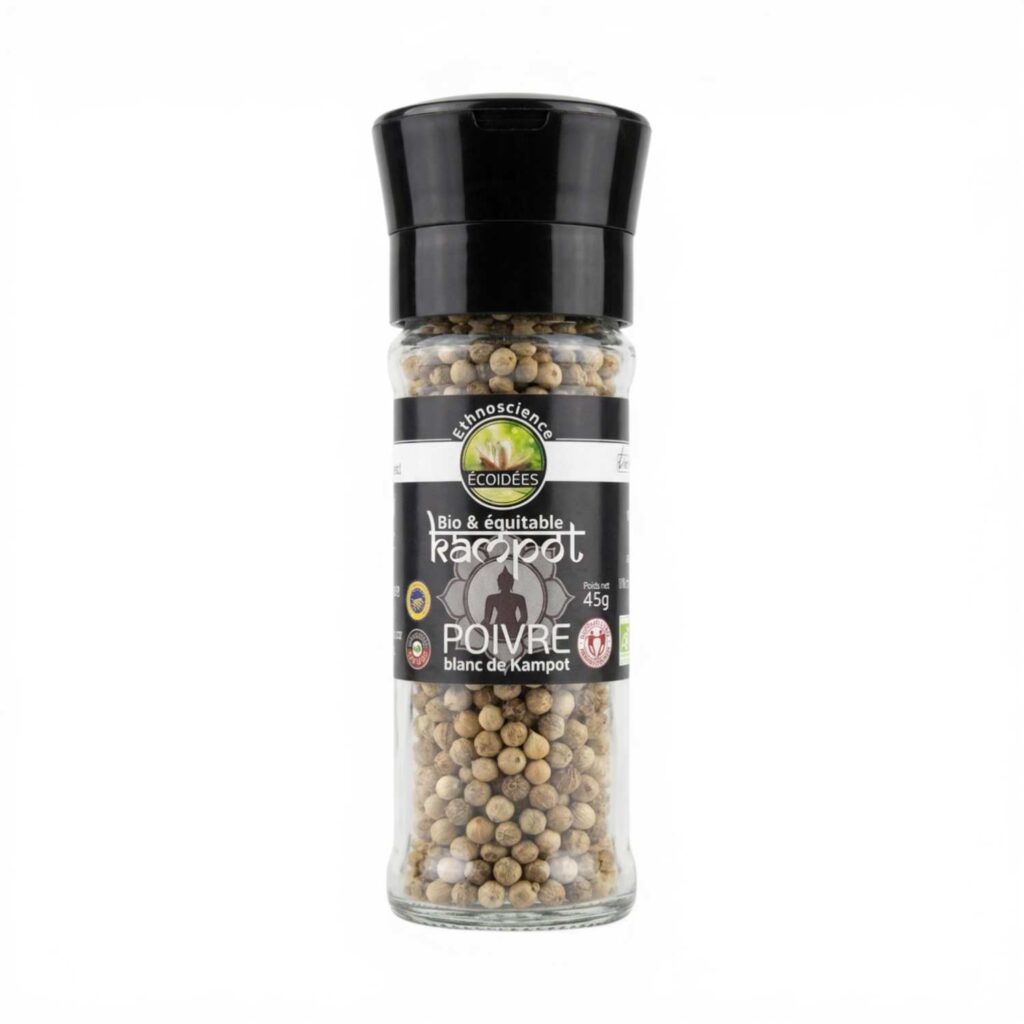 Poivre blanc de Kampot moulin 45 g Ecoidées