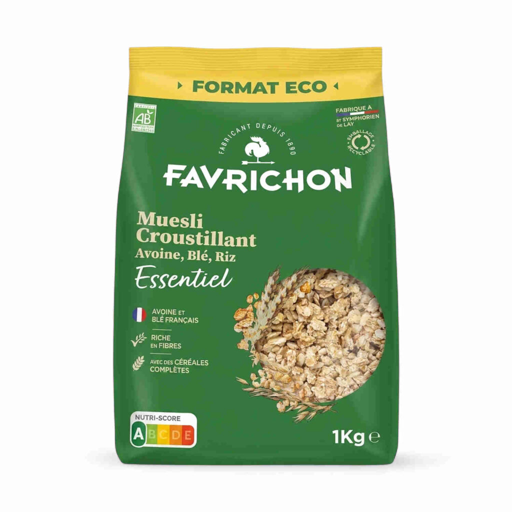 Muesli essentiel croustillant avoine blé riz 1 kg Favrichon
