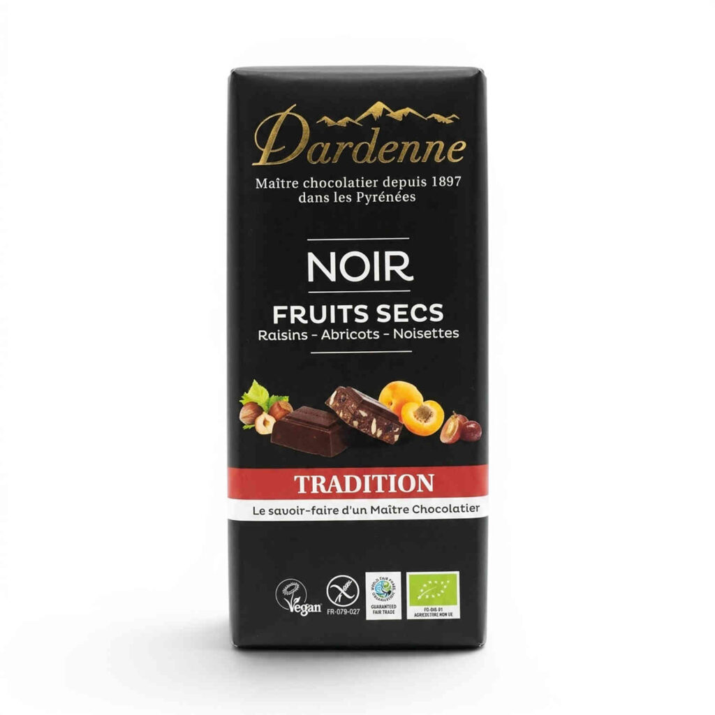 Chocolat noir aux fruits secs 120 g Dardenne