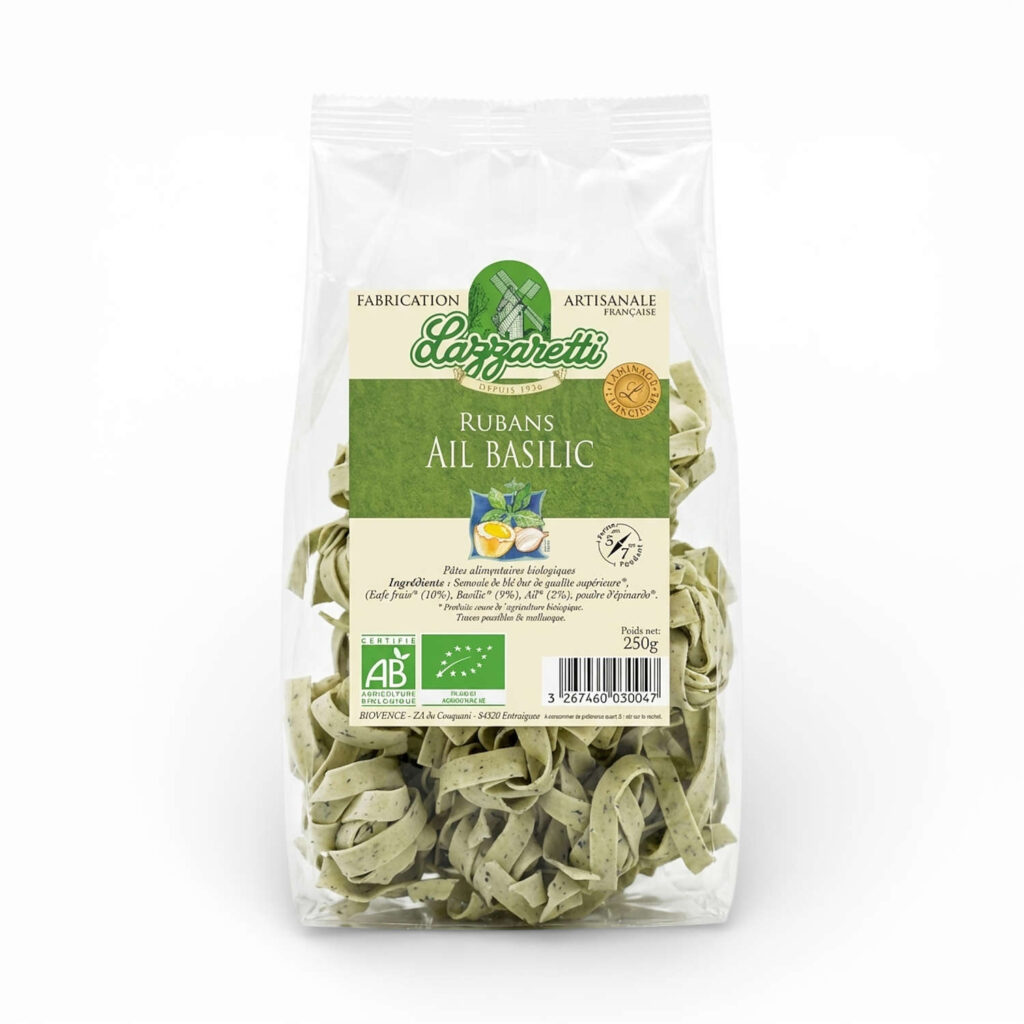 Rubans basilic et ail 250 g Lazzaretti