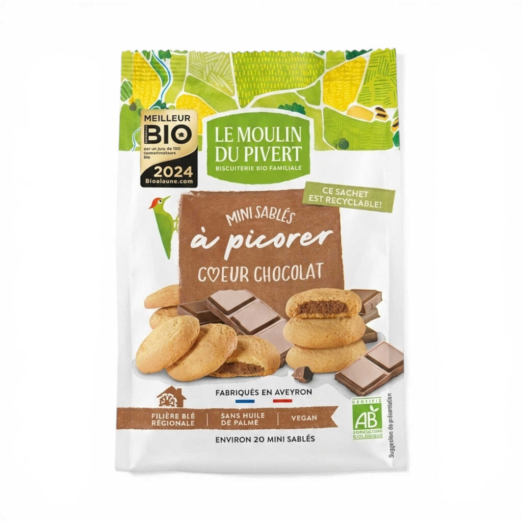 Mini sablés cœur chocolat 170 g Le Moulin du Pivert