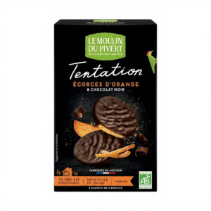 Biscuits Tentation écorces d’orange chocolat noir 115 g Le Moulin du Pivert