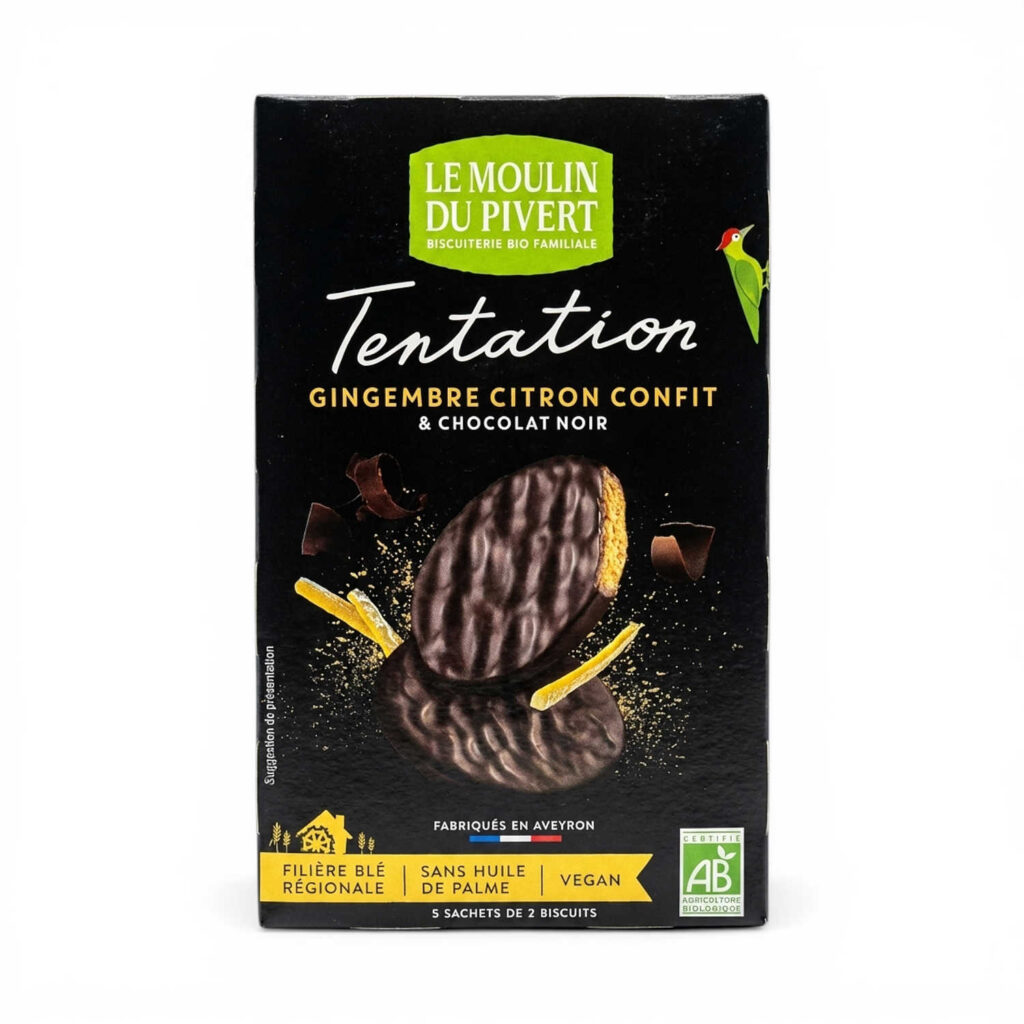 Biscuits Tentation gingembre citron confit 115 g Le Moulin du Pivert
