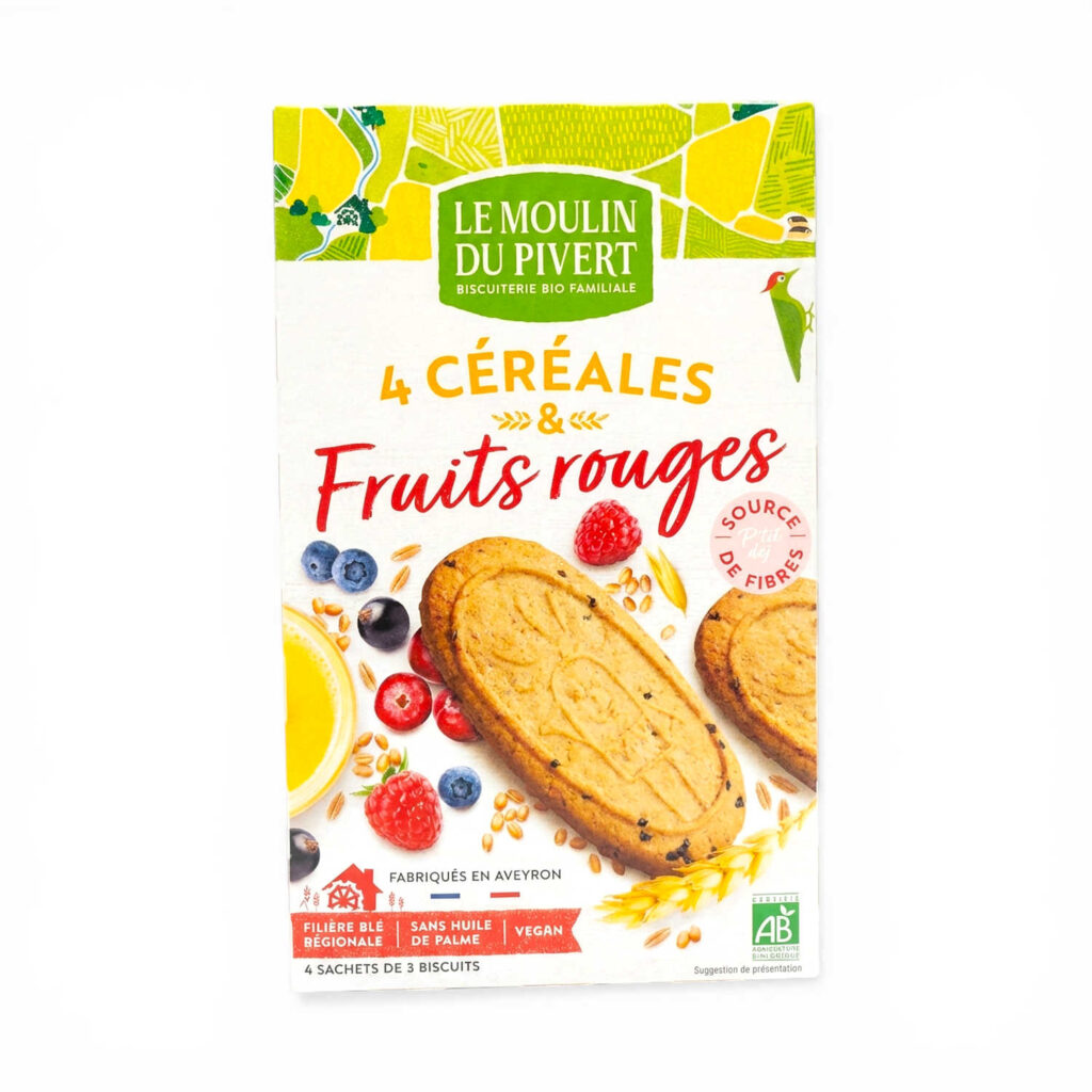Biscuits P’tit déj céréales fruits rouges 190 g Le Moulin du Pivert