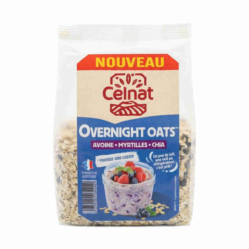 Overnight Avoine Myrtilles Chia 300gr Celnat