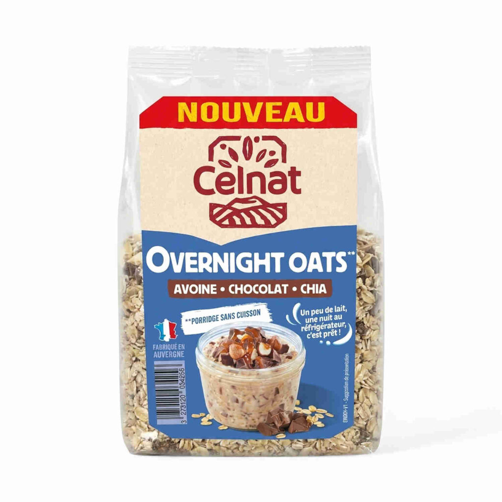 Flocons d’avoine pour overnight chocolat chia 300 g Celnat