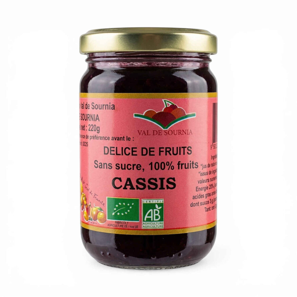 Delice 100% Fruits Cassis 220g Val de Sourmia