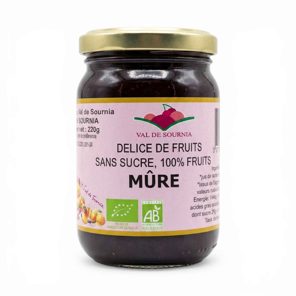 Délice 100 % fruits mûre 220 g Val de Sournia