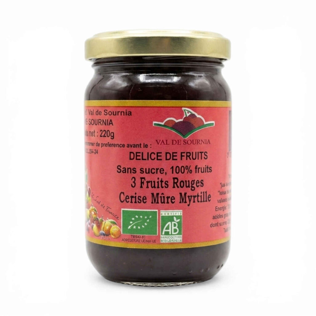 Delice 100% 3 Fruits Rouges 220g Val de Sournia