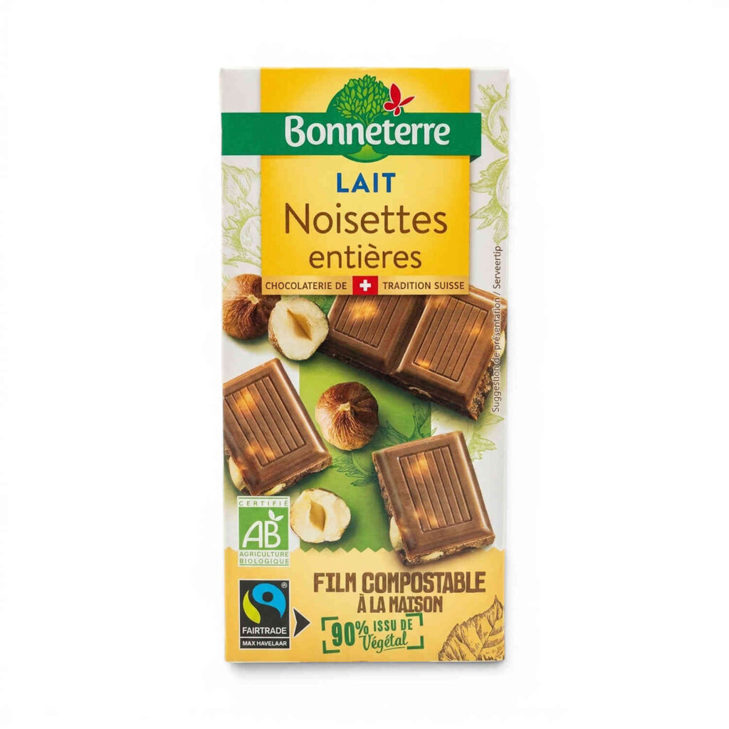 Chocolat au lait aux noisettes 100 g Bonneterre