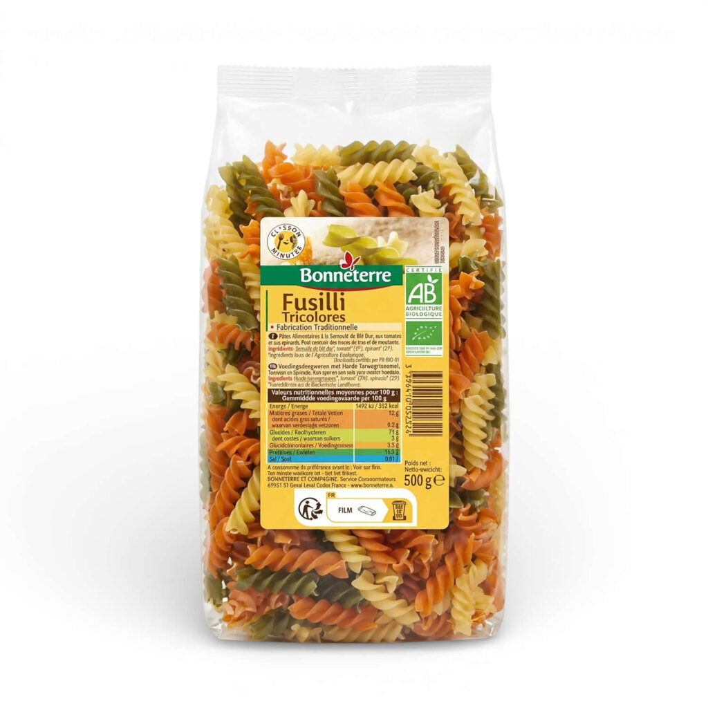 Fusilli tricolores 500 g Bonneterre