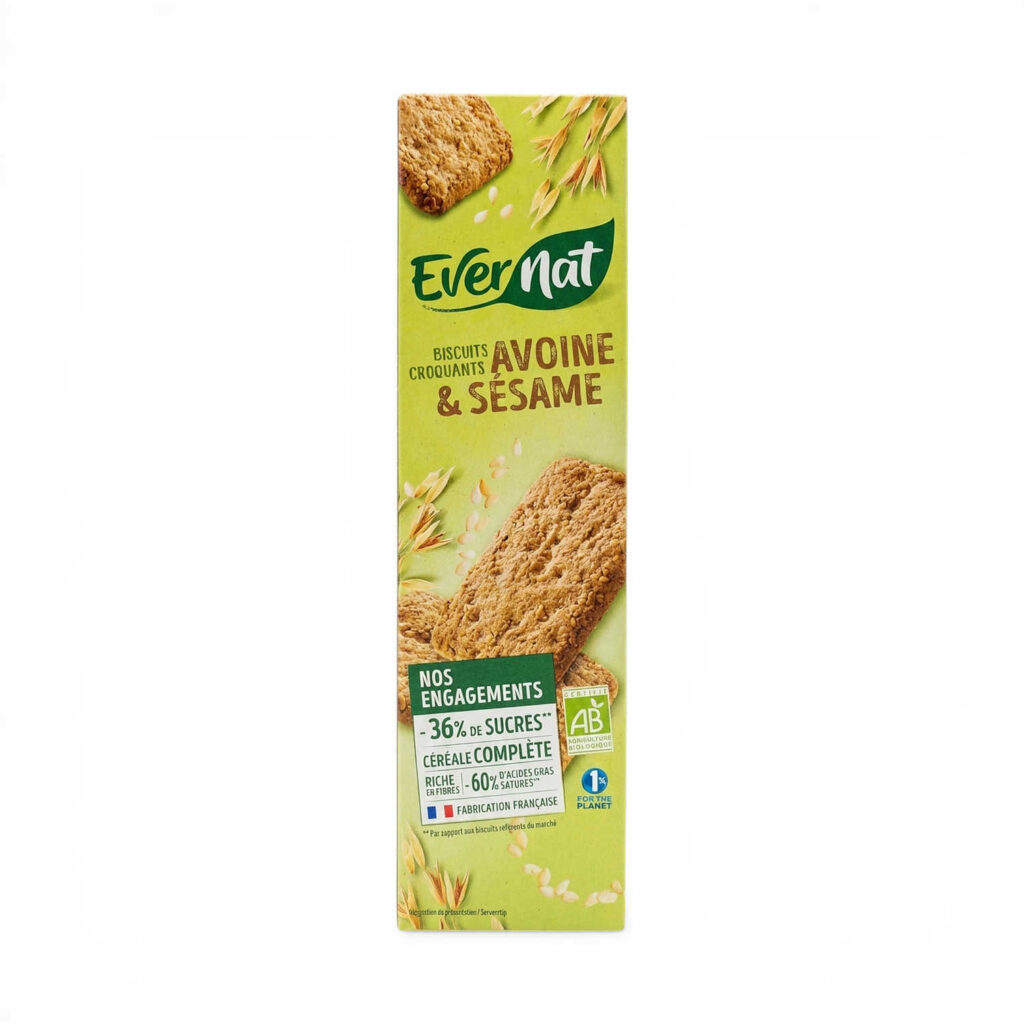 Biscuits croquants avoine sésame 130 g Evernat