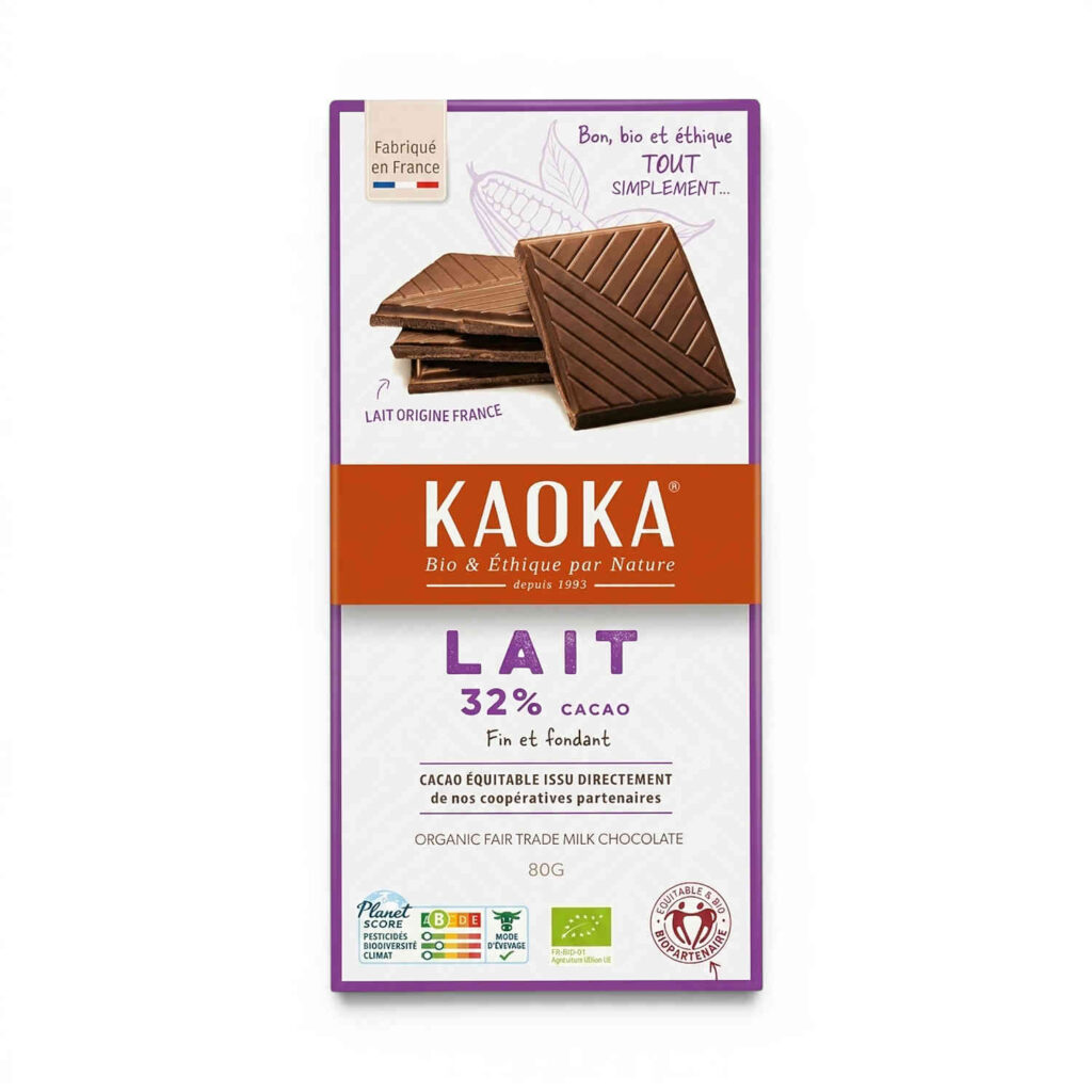 Chocolat Simply au lait 80 g Kaoka