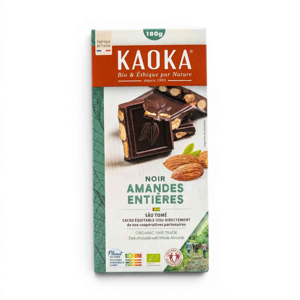 Chocolat noir 66 % amandes 180 g Kaoka