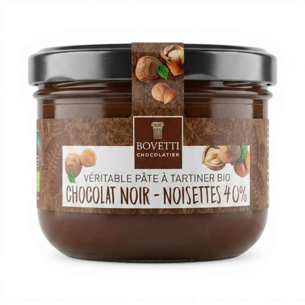 PATE A TARTINER NOISETTES CHOCOLAT NOIR 350GR BOVETTI