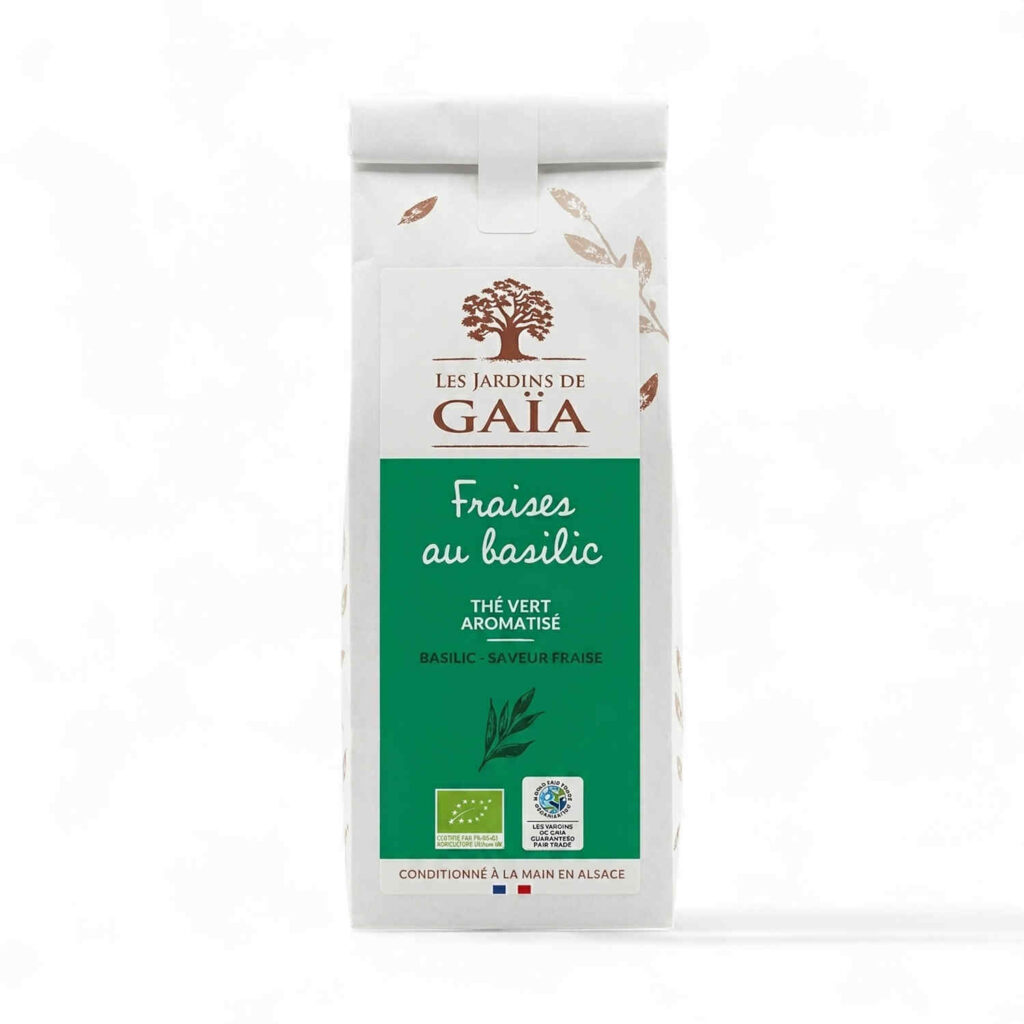 Thé vert Fraises basilic 100 g Les Jardins de Gaïa