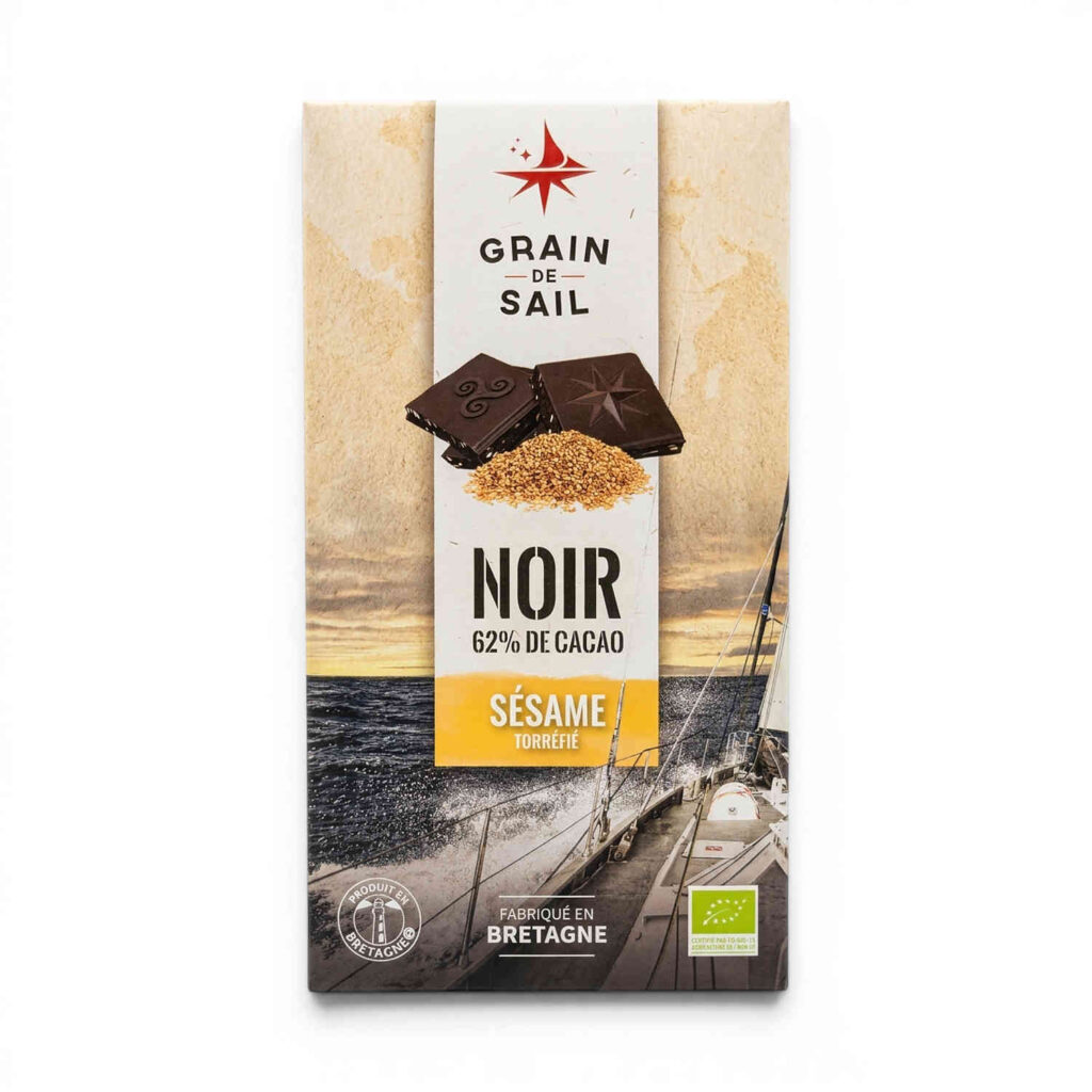 Chocolat noir sésame torréfié 100 g Grain de Sail