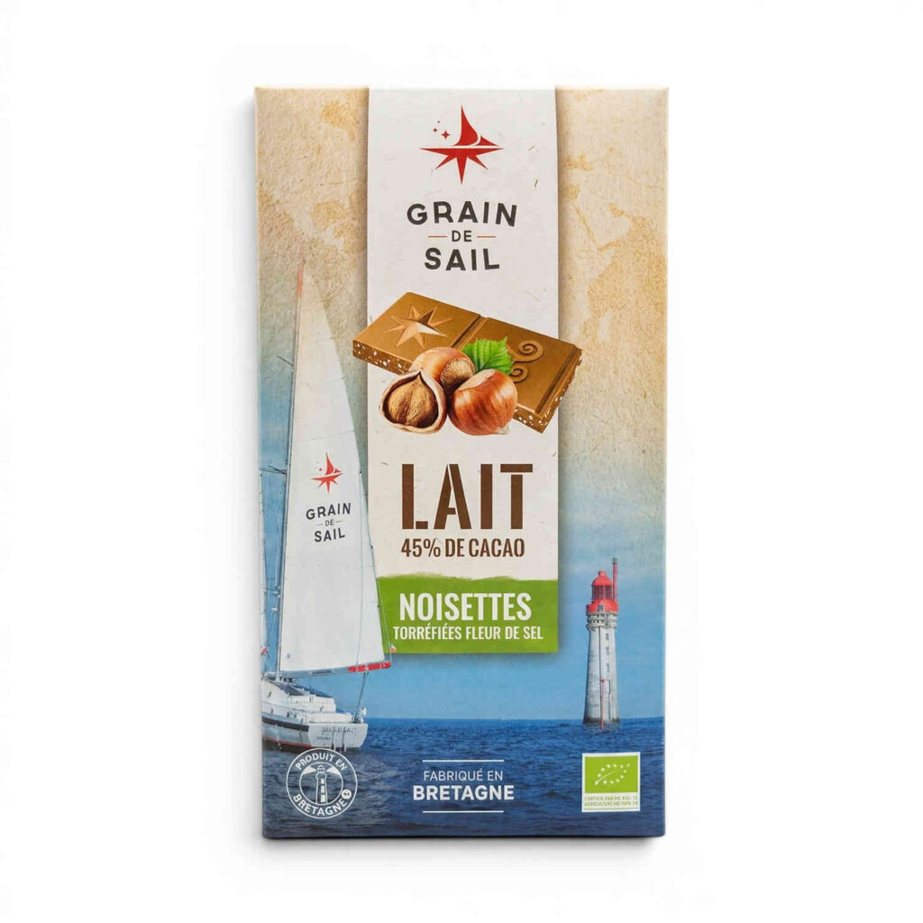 Chocolat lait noisettes fleur de sel 100 g Grain de Sail