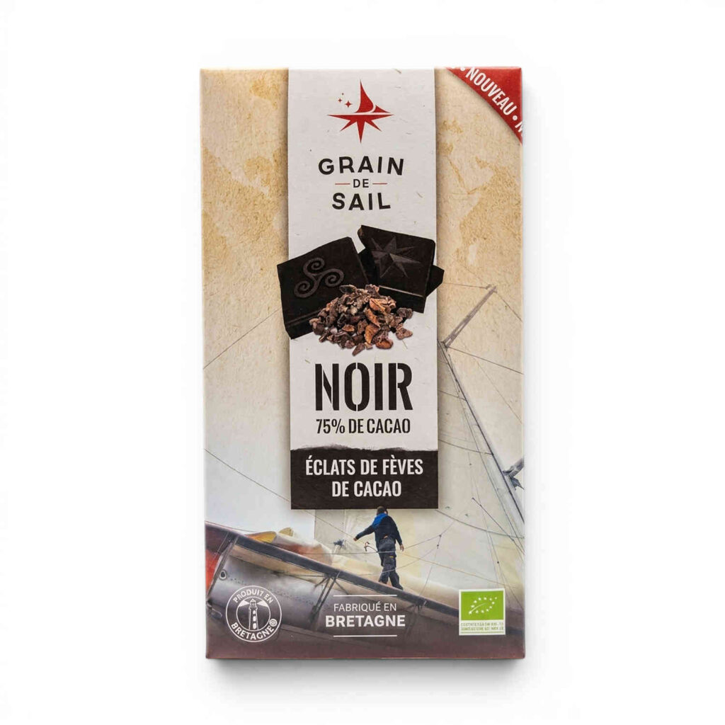 Chocolat Noir Eclats Fèves de Cacao 100gr Grain de Sail