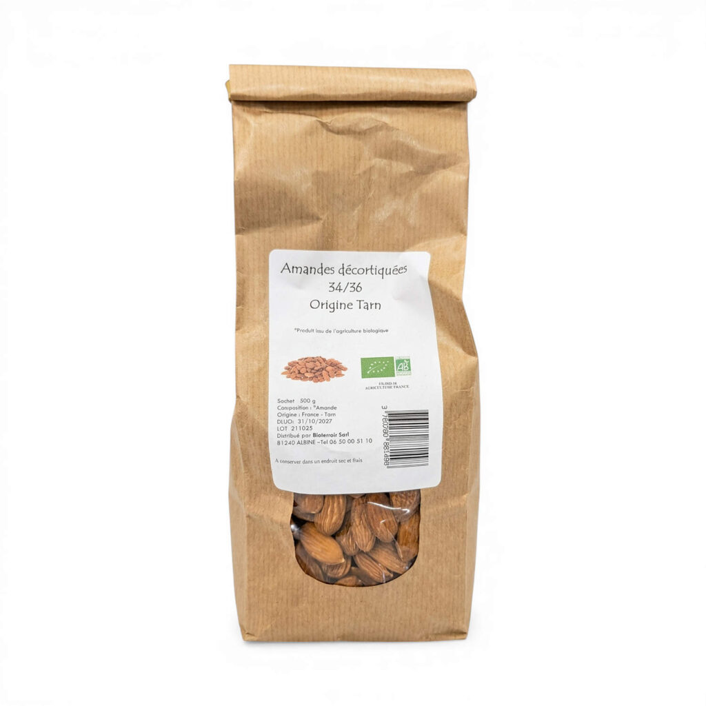 AMANDES DECORTIQUEES 500GR TARN BIOTERROIR