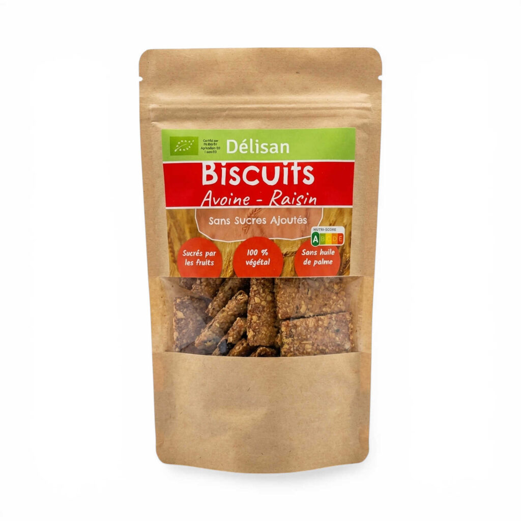 Biscuits à l’avoine et au raisin sans sucre 125 g Délisan