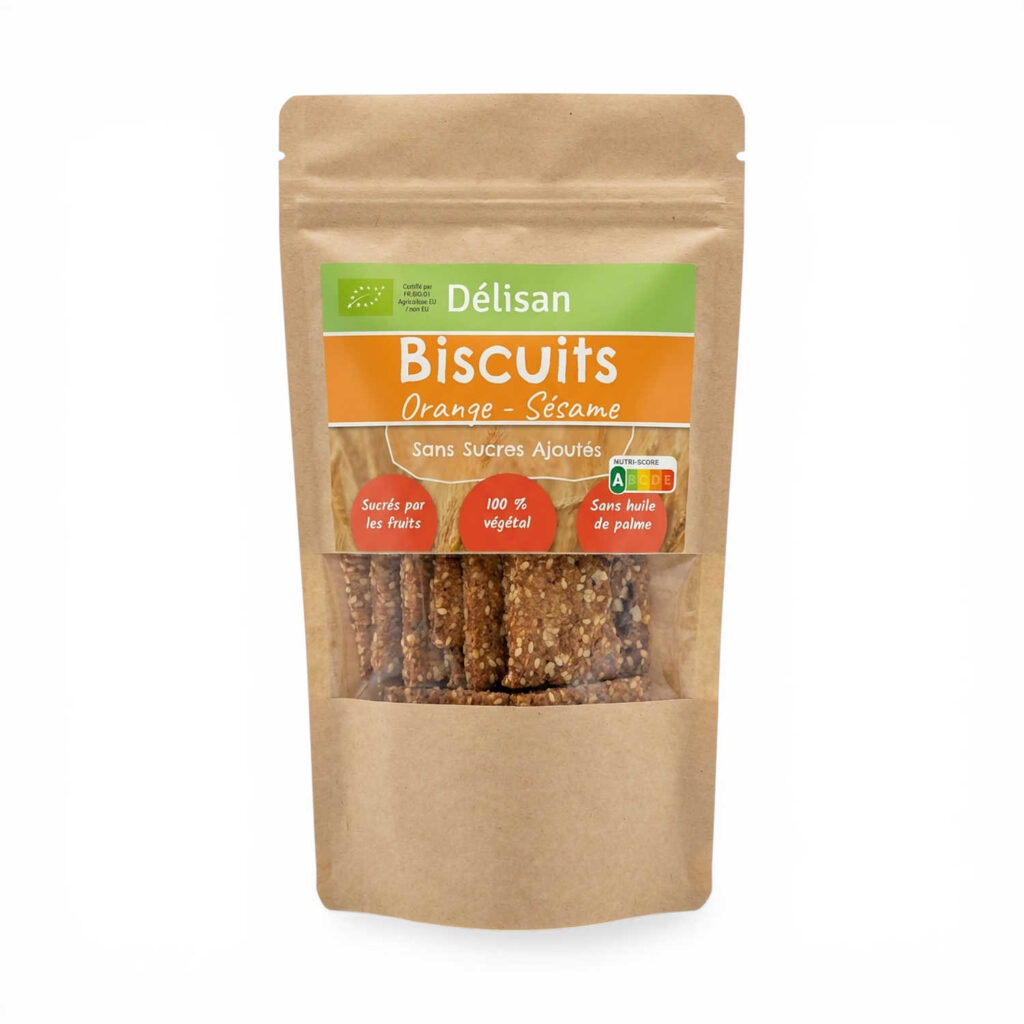 Biscuits à l’orange et au sésame sans sucre 125 g Délisan