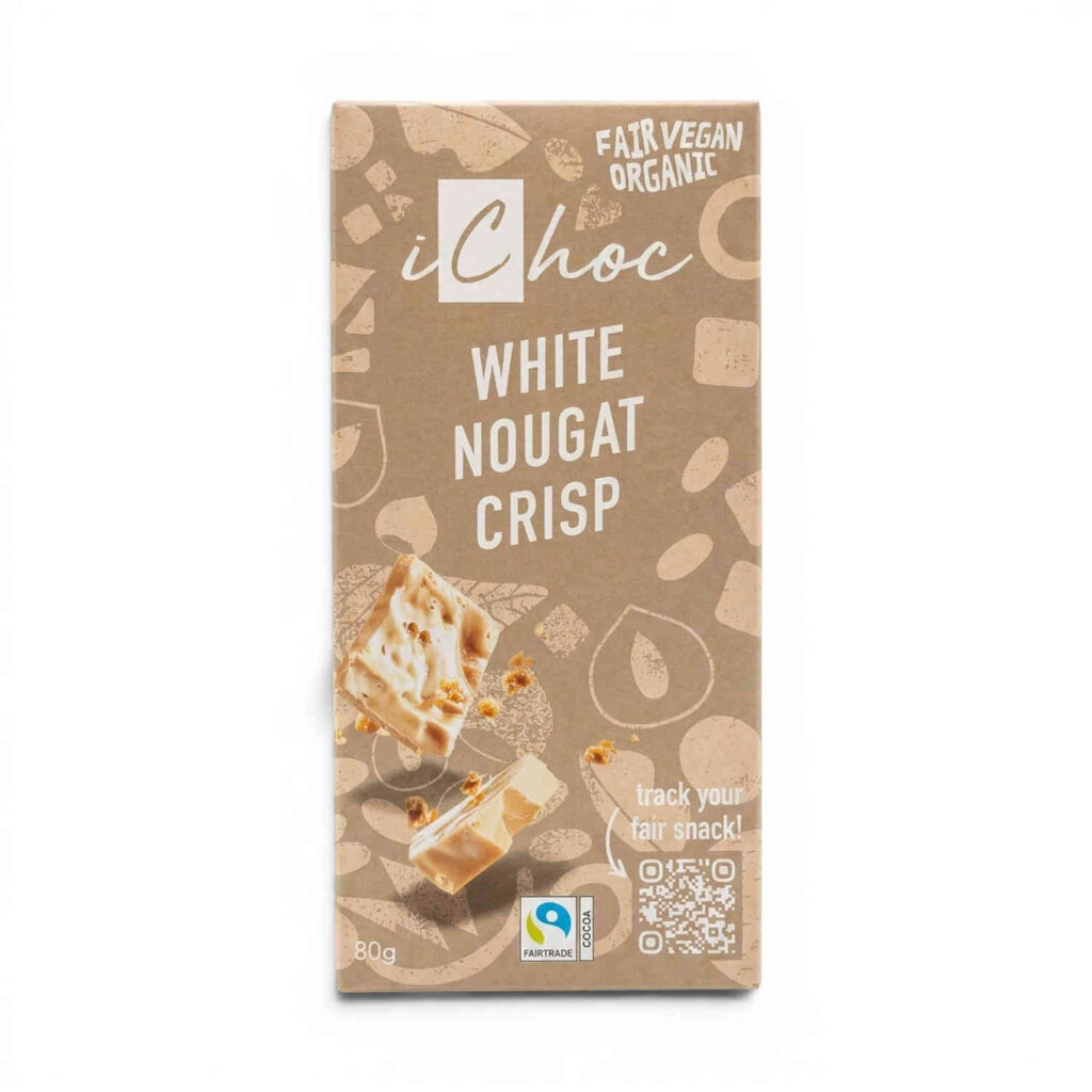 Tablette White Nougat Crisp Vegan 80gr Ichoc