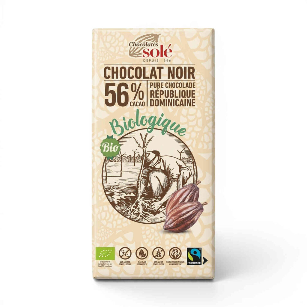 Chocolat noir 56 % sans lécithine 100 g ES Sole