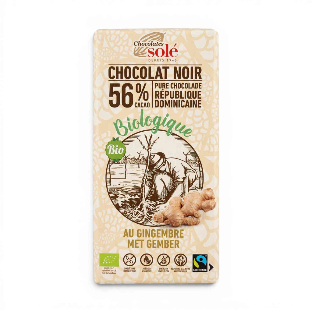 Chocolat noir gingembre 56 % 100 g El Sole