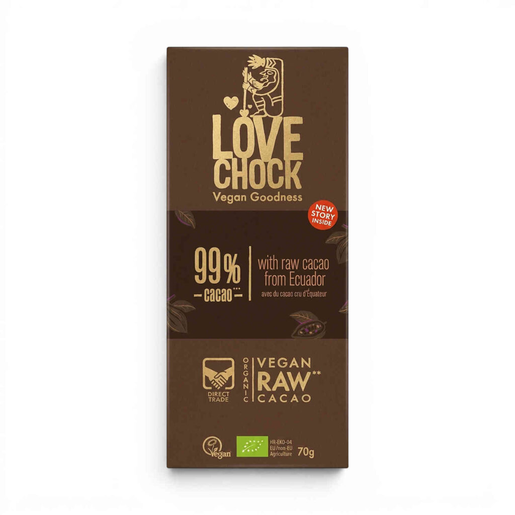 Chocolat cru 99 % 70 g Lovechock