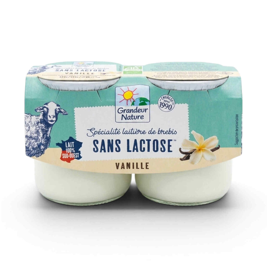 Yaourts brebis vanille sans lactose 2 x 125 g Grandeur Nature