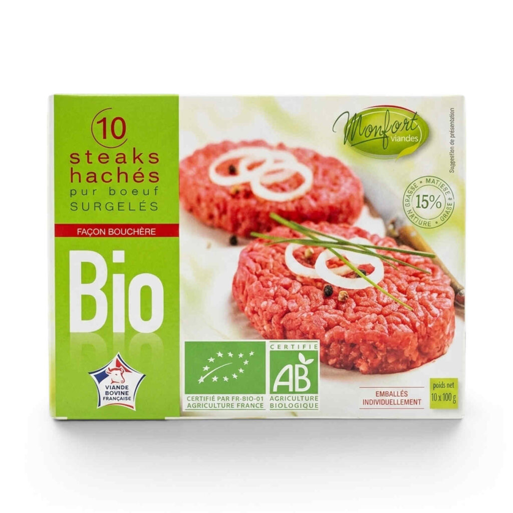 Bœuf haché boucher 1 kg 15 % MG Monfort