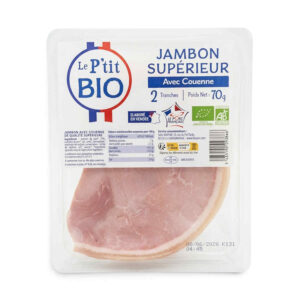 JAMBON SUPERIEUR AVEC COUENNE X2 70GR LE P'TIT BIO