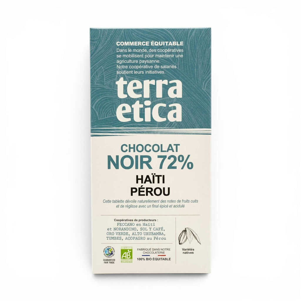 Chocolat noir 72 % Haïti Pérou 100 g Terra Etica