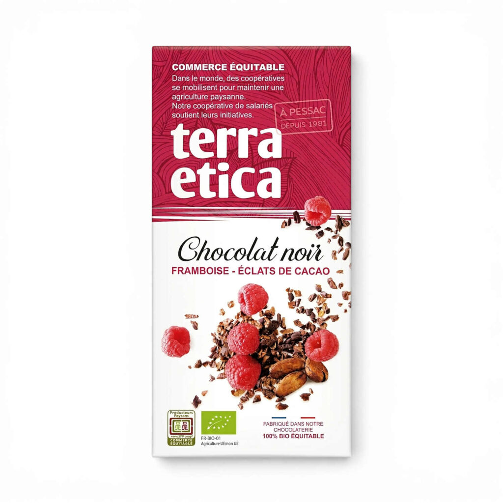Chocolat Noir Framboise Eclats Cacao 100gr Terra Etica