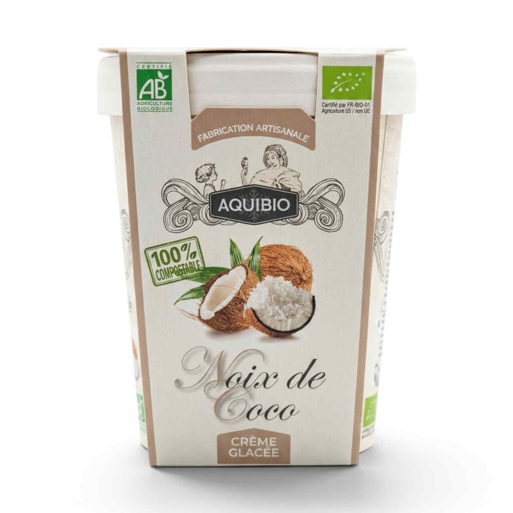 Crème Glacee Noix de Coco 500ml Aquibio 0% Gluten