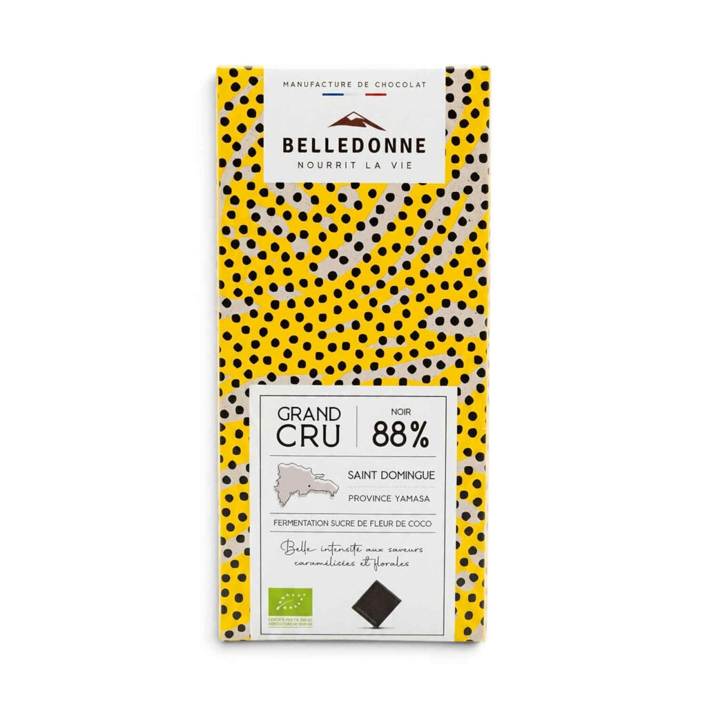 Tablette de chocolat noir 88 % au sucre de coco 100 g Belledonne