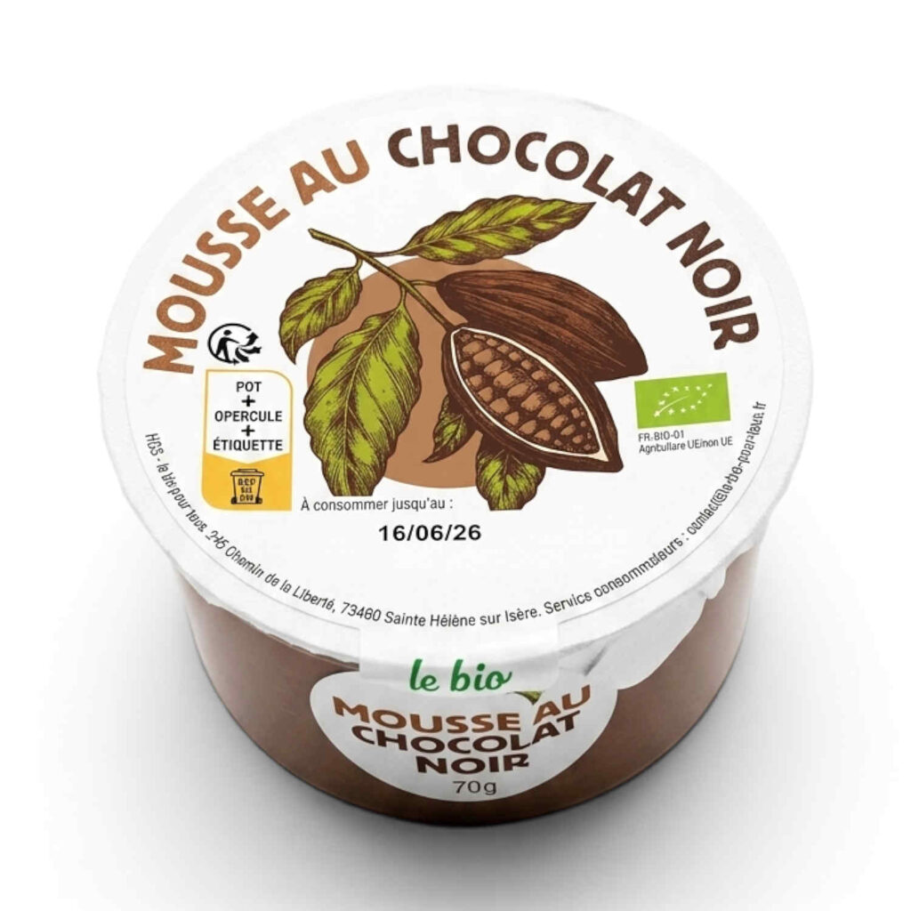 Mousse au chocolat noir 70 g Bio pour tous