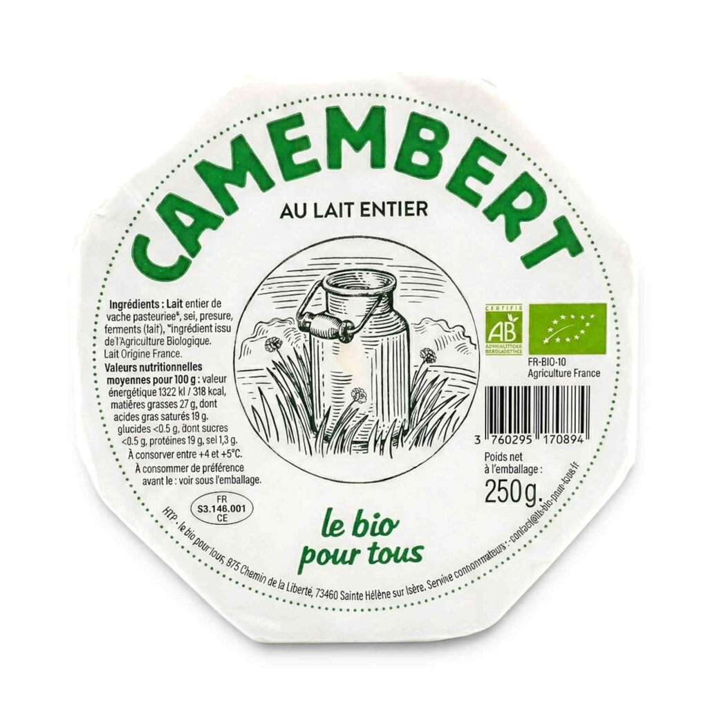 Camembert 250 g Le bio pour tous